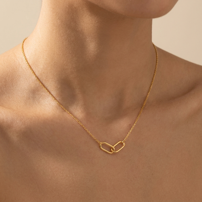 Interlocking Link Necklace – 925 Sterling Silver, Gold Plated