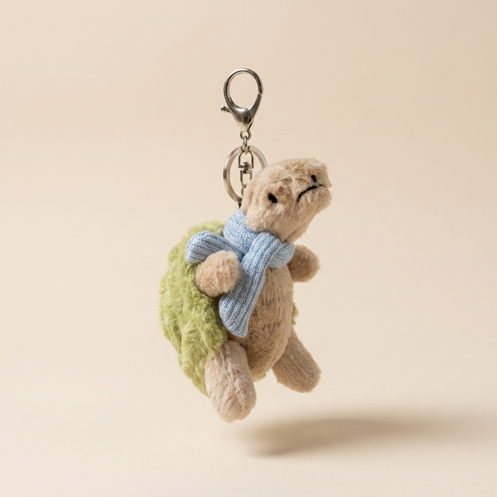 Turtle with Blue Scarf plush keychain - 10 cm