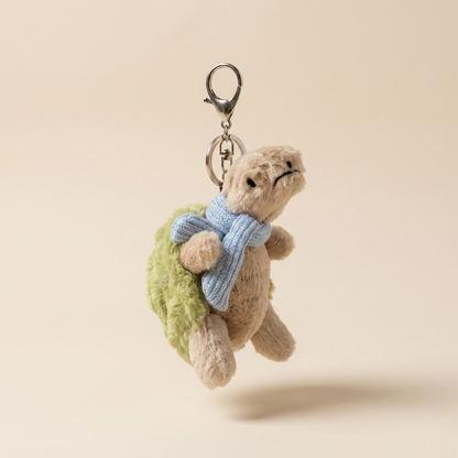 Turtle with Blue Scarf plush keychain - 10 cm