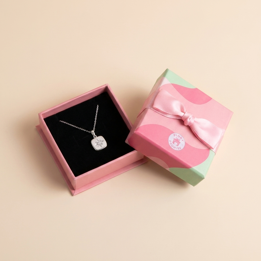 Starburst Compass Pendant Necklace - Gold Plated 925 Sterling Silver