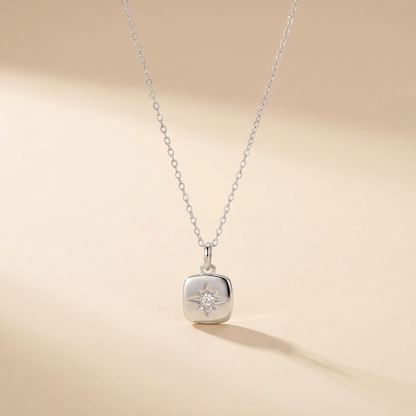 Starburst Compass Pendant Necklace - Gold Plated 925 Sterling Silver