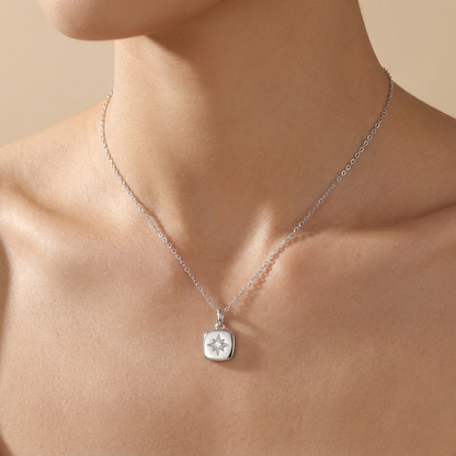 Starburst Compass Pendant Necklace - Gold Plated 925 Sterling Silver
