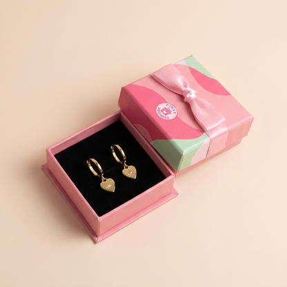 Heart Charm Earrings - Gold Plated 925 Sterling Silver