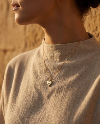 Polished Heart Star Pendant Necklace - Gold Plated 925 Sterling Silver