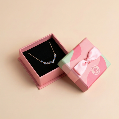 Scattered Blue Zircon Curved Necklace – Gold Plated 925 Sterling Silver