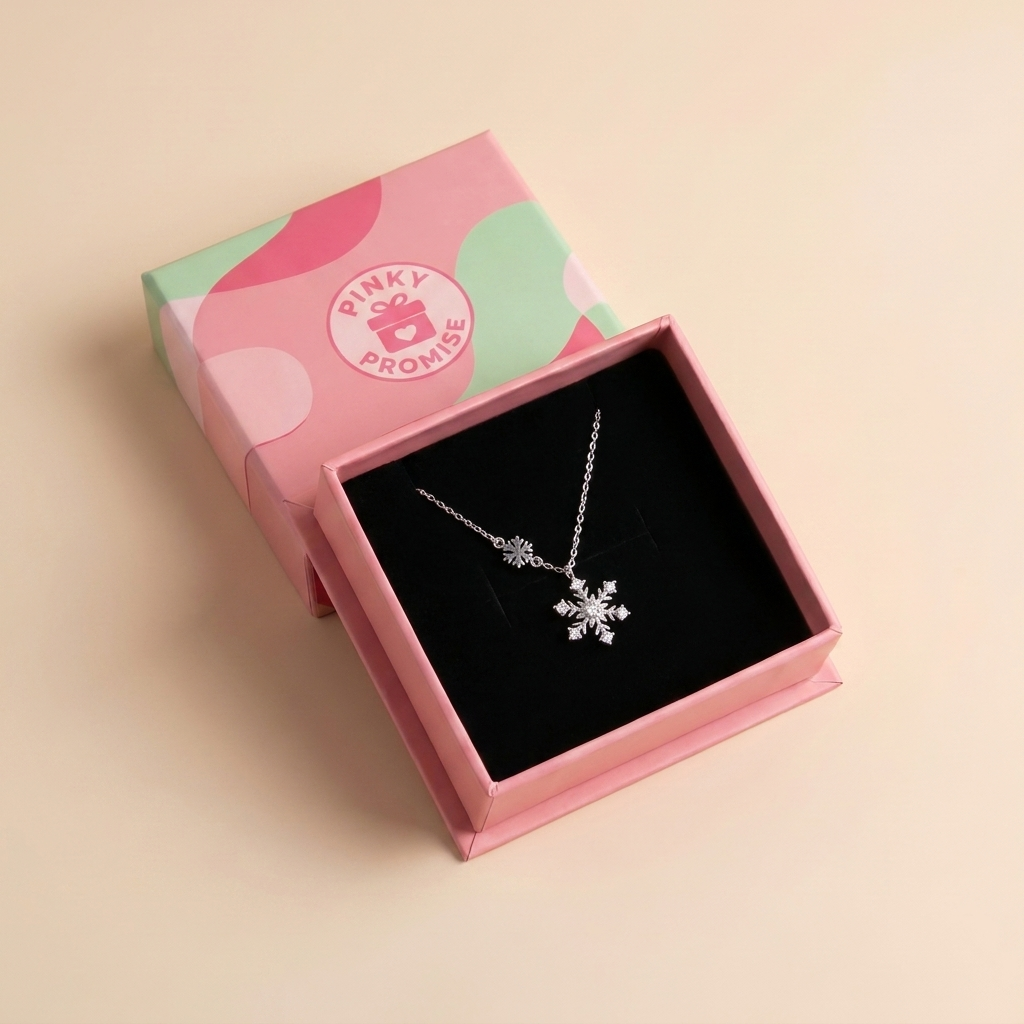 Zircon Snowflake Pendant Necklace – 925 Sterling Silver
