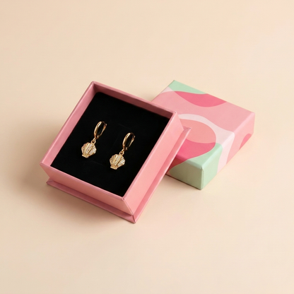 Pavé Seashell Huggie Hoop Earrings – Gold Plated 925 Sterling Silver