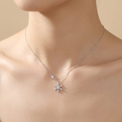 Zircon Snowflake Pendant Necklace – 925 Sterling Silver