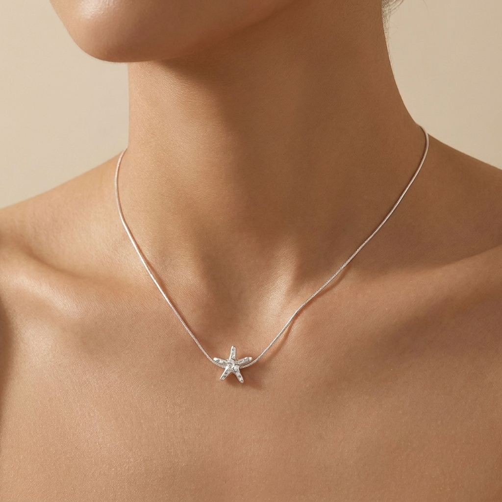 Starfish Pendant Necklace – 925 Sterling Silver