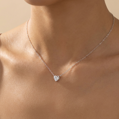 Heart Cut Solitaire Necklace – 925 Sterling Silver