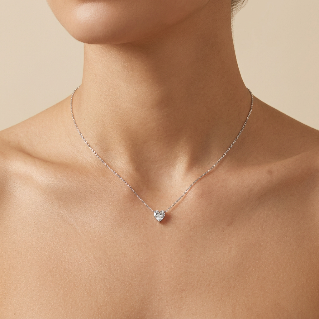 Heart Cut Solitaire Necklace – 925 Sterling Silver