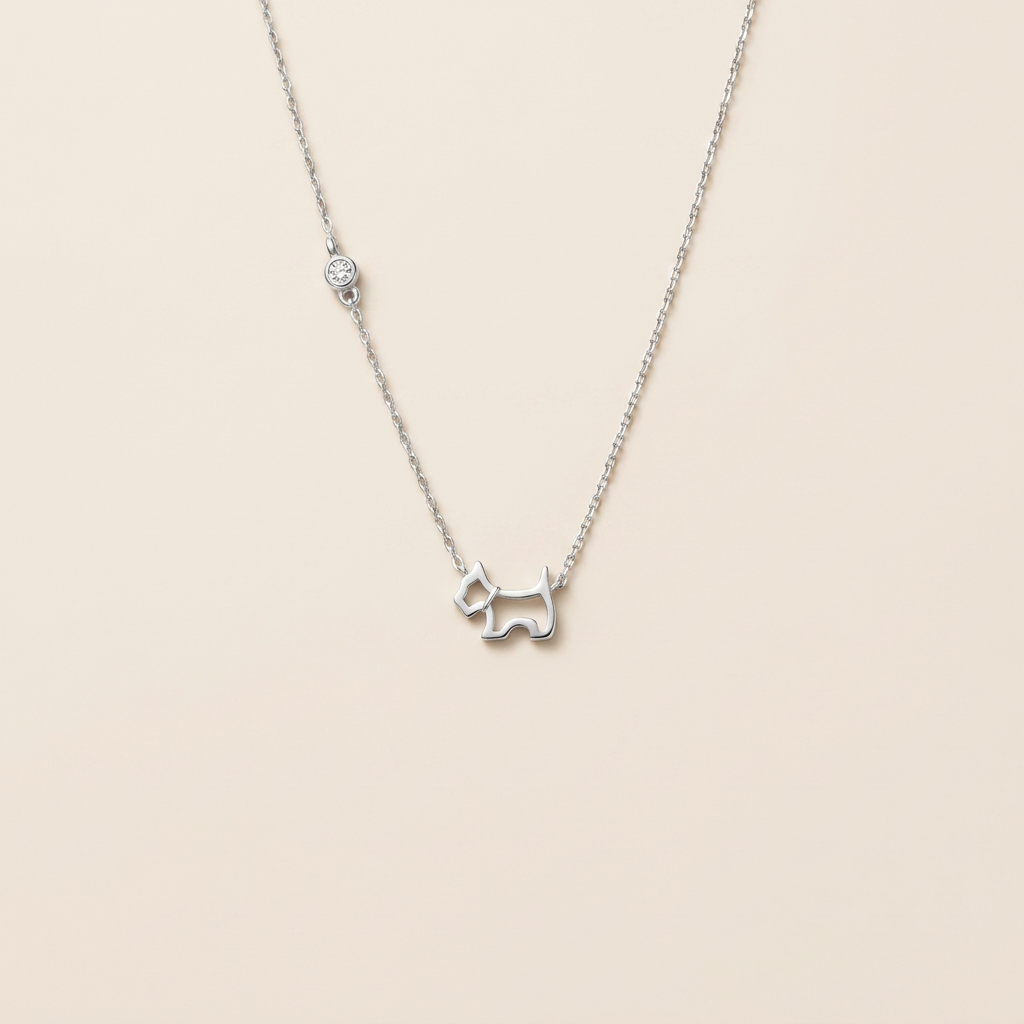 Puppy Outline Necklace - 925 Sterling Silver