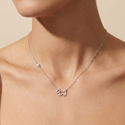Puppy Outline Necklace - 925 Sterling Silver