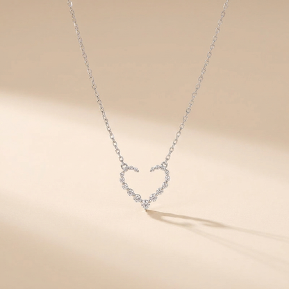 Sparkling Open Heart Necklace - 925 Sterling Silver