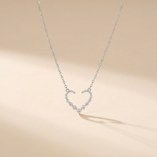 Sparkling Open Heart Necklace - 925 Sterling Silver