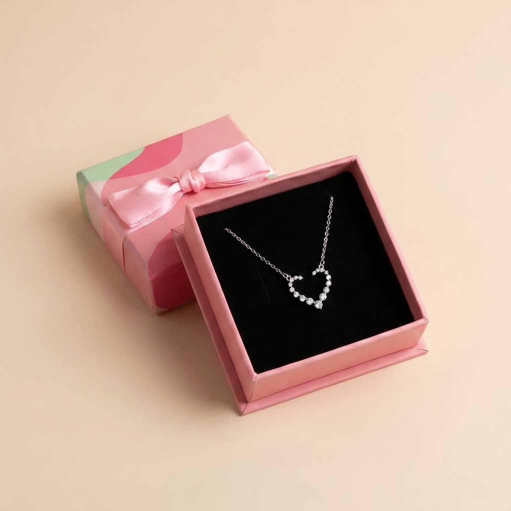 Sparkling Open Heart Necklace - 925 Sterling Silver
