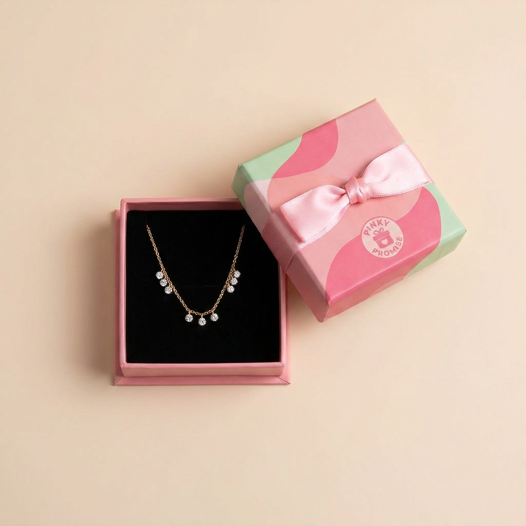 Floating Cluster Station Necklace - Gold Plated 925 Sterling Silver