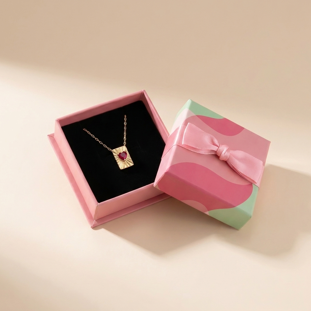 Sunburst Heart Tag Necklace - Gold Plated 925 Sterling Silver