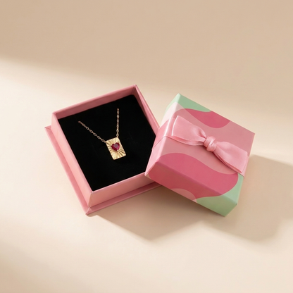 Sunburst Heart Tag Necklace - Gold Plated 925 Sterling Silver