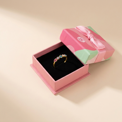 Multicolor Mixed-Cut Bezel Ring - Gold Plated 925 Sterling Silver