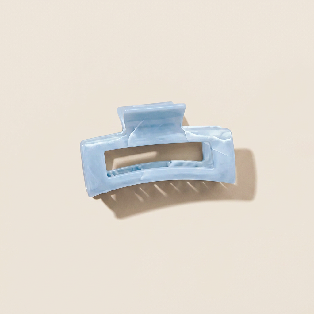 Pearlescent Baby Blue Hair Claw Clips – Elegant Marbled Acrylic Hair Accessories