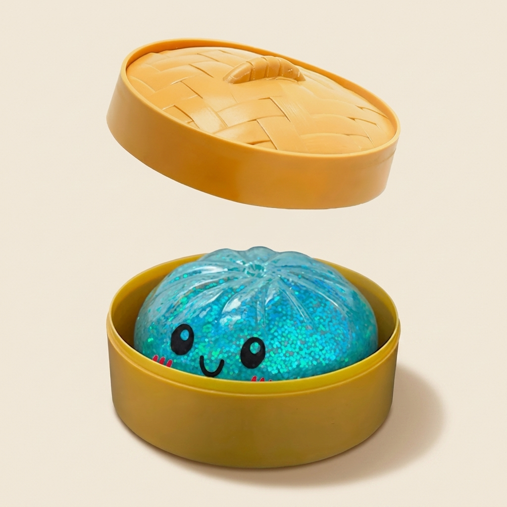 Glitter Dumpling Squishy Toy with Steamer Basket - Blind Box