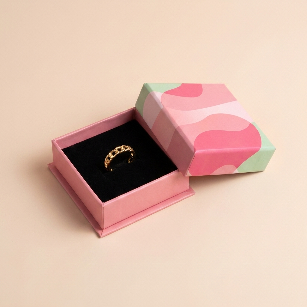Chain Link Adjustable Ring - Gold Plated 925 Sterling Silver