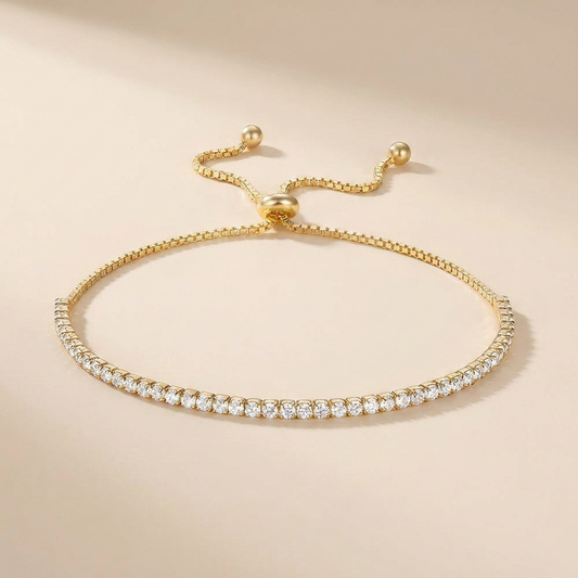Adjustable Tennis Bracelet - Gold Plated 925 Sterling Silver