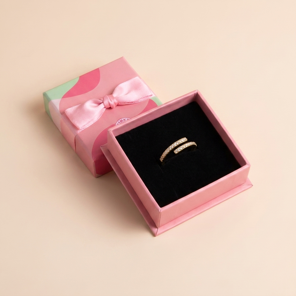 Pavé wraparound Open Ring - Gold Plated 925 Sterling Silver