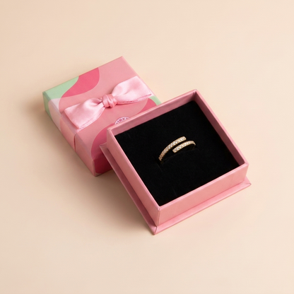Pavé wraparound Open Ring - Gold Plated 925 Sterling Silver