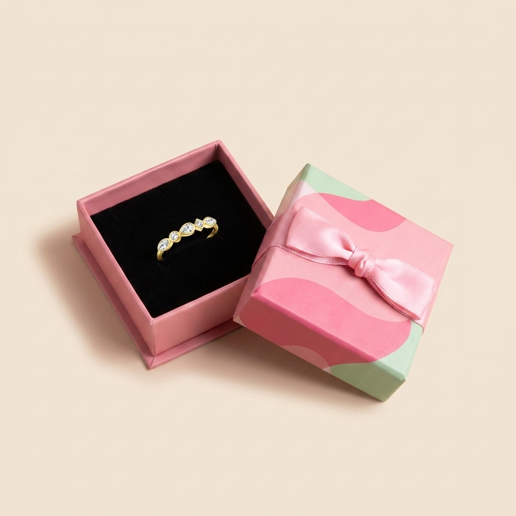 Mixed-Cut Bezel Stacking Ring - Gold Plated 925 Sterling Silver