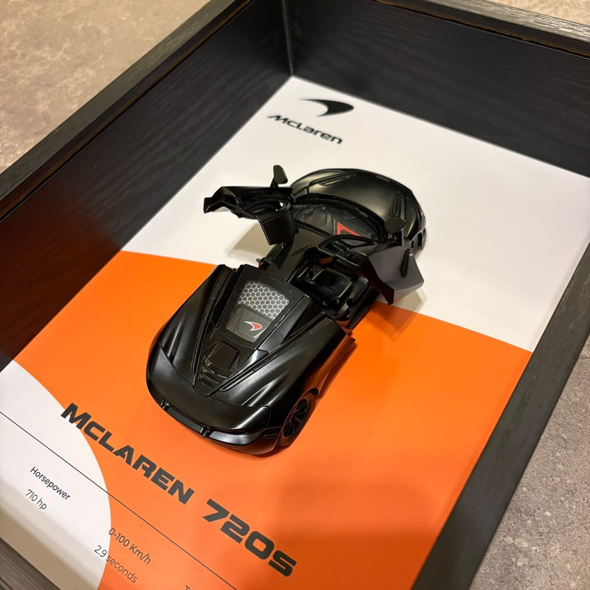 McLaren 720S 3D Shadow Box Wall Art - Black - 32cm x 23cm - Pinky Promise