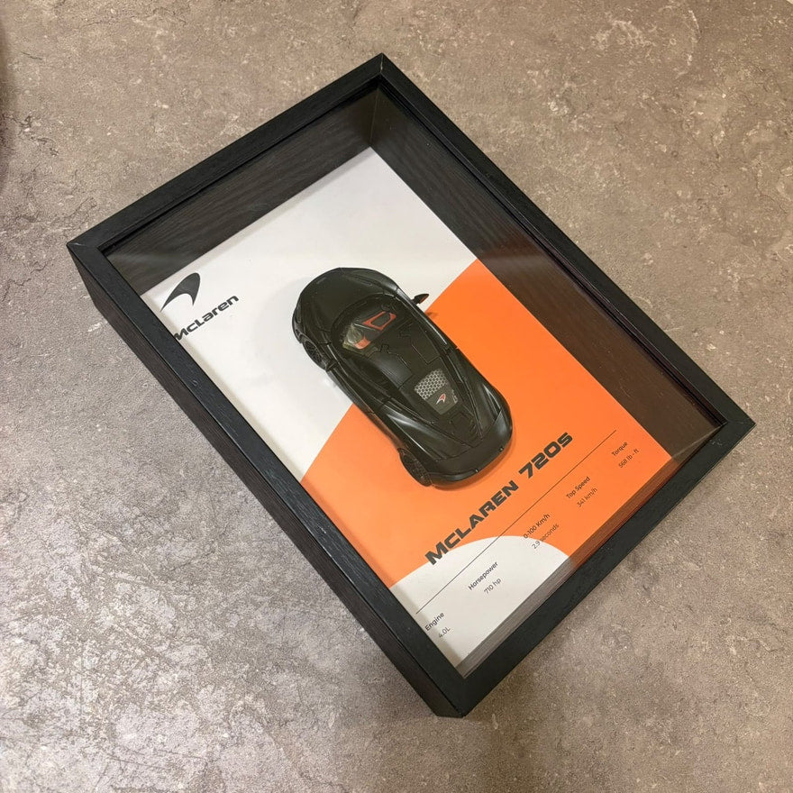 McLaren 720S 3D Shadow Box Wall Art - Black - 32cm x 23cm - Pinky Promise