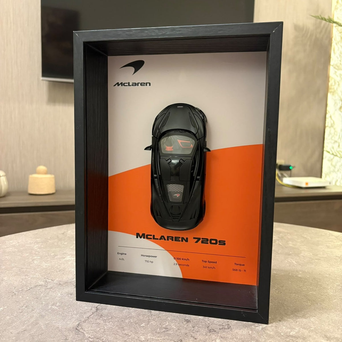 McLaren 720S 3D Shadow Box Wall Art - Black - 32cm x 23cm - Pinky Promise