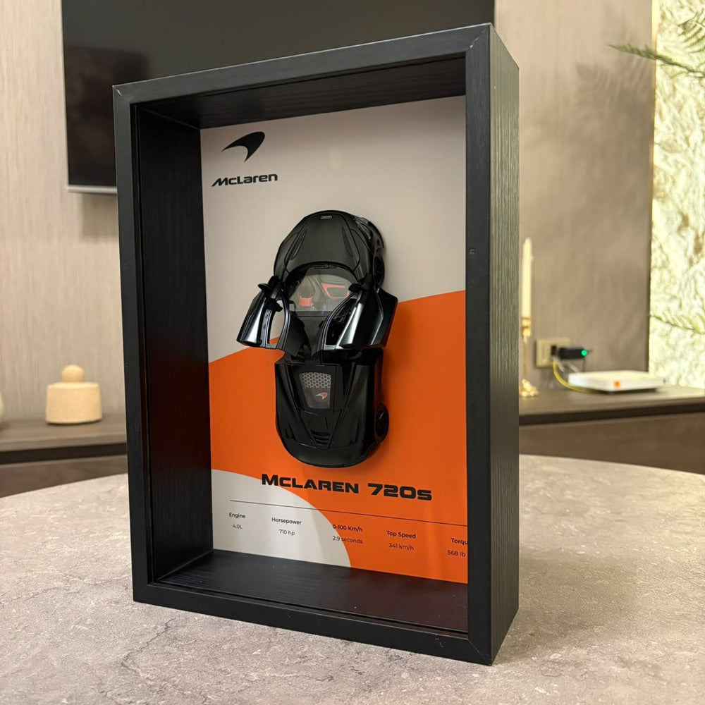 McLaren 720S 3D Shadow Box Wall Art - Black - 32cm x 23cm - Pinky Promise