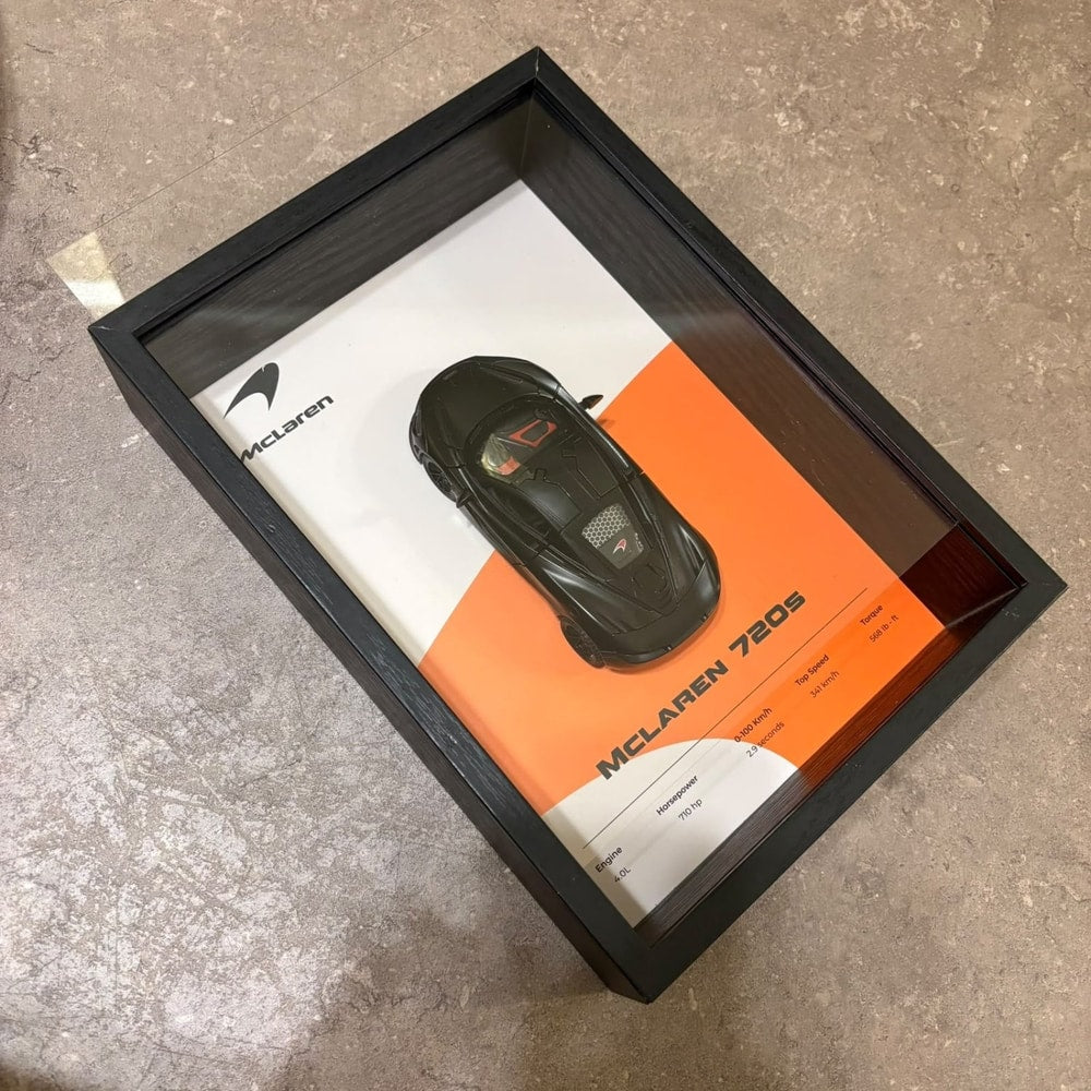 McLaren 720S 3D Shadow Box Wall Art - Black - 32cm x 23cm - Pinky Promise