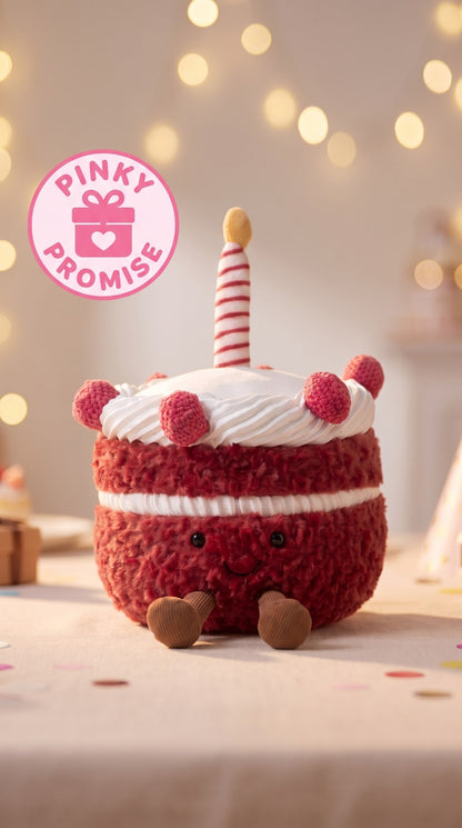 Red velvet birthday cake plush toy - 18 cm