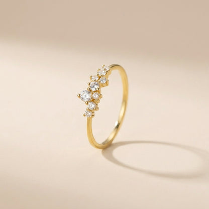 Buy Scattered Crystal Cluster Ring – 925 Sterling Silver, Gold Plated at Pinky Promise