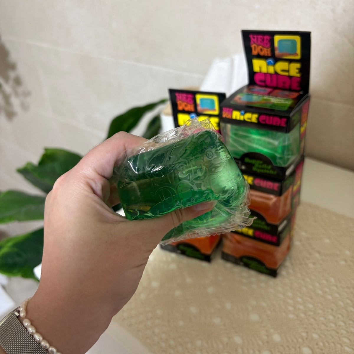 Translucent Squishy Ice Cube Fidget Toy | Stress & Anxiety Relief Sensory Cube - Pinky Promise