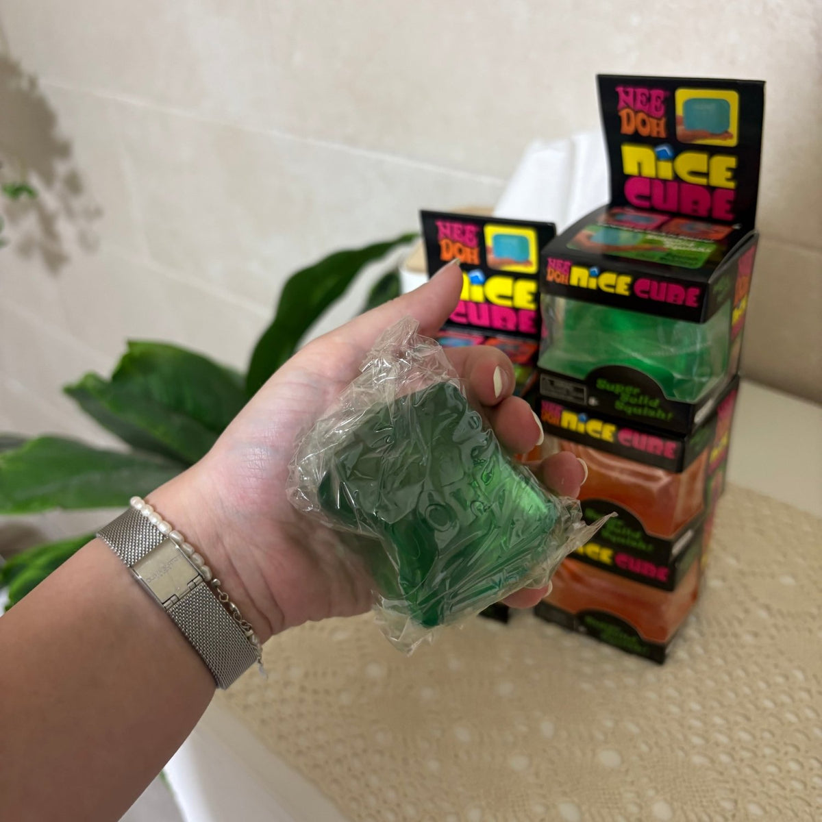 Translucent Squishy Ice Cube Fidget Toy | Stress & Anxiety Relief Sensory Cube - Pinky Promise