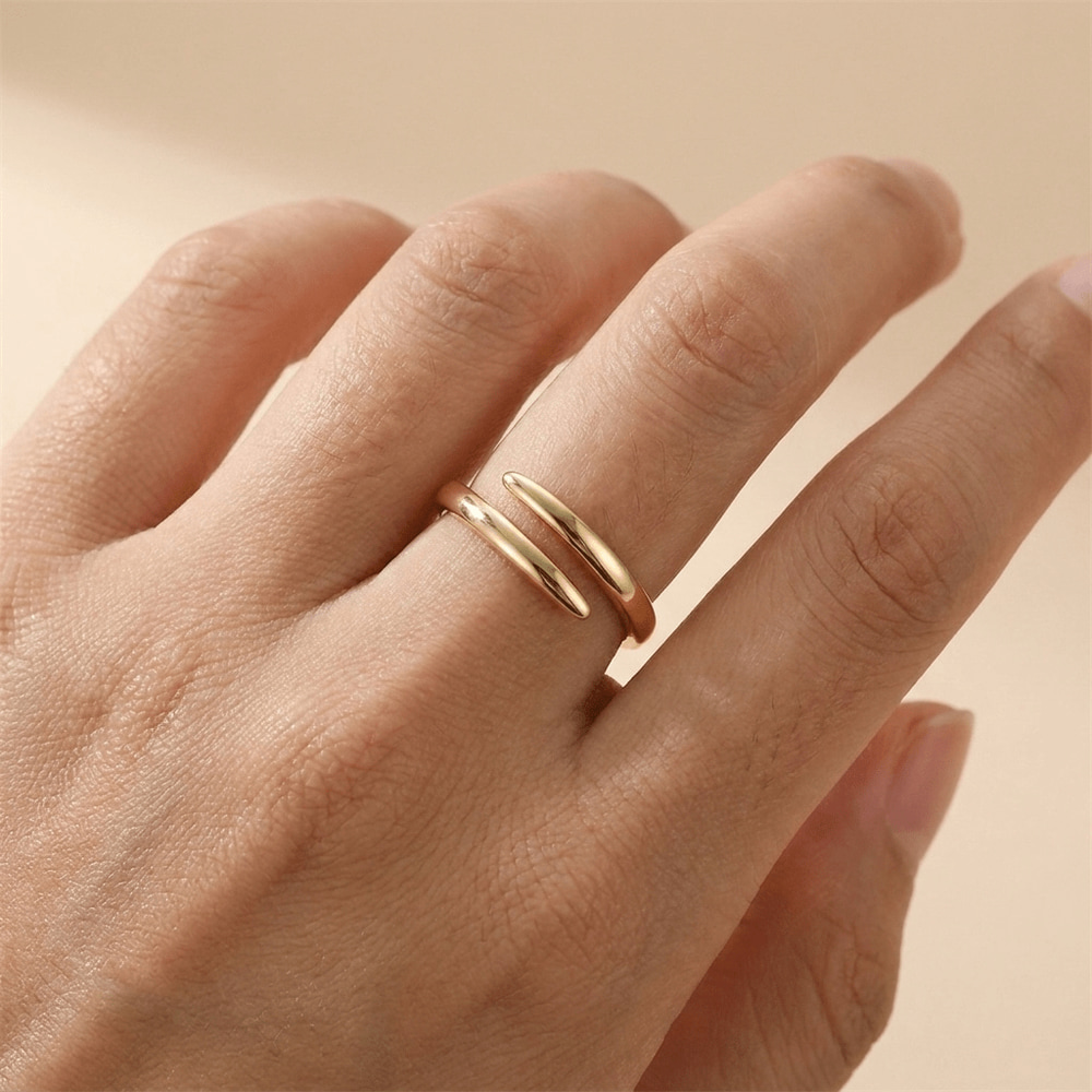 Wraparound Spiral Ring – 925 Sterling Silver, Gold Plated | Pinky Promise
